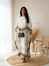 YEZWE Elegant Floral Printed Ivory Kaftan Maxi Dress - Pre-Booking